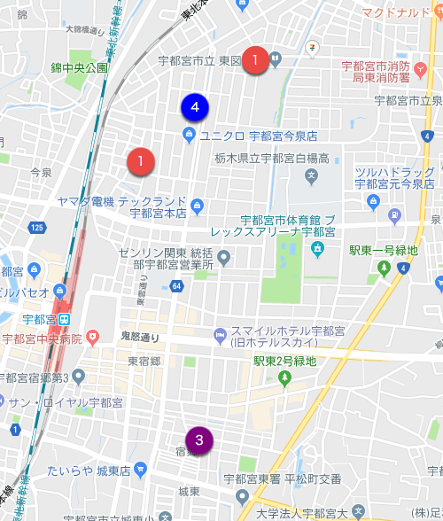 宇都宮の土地の地図