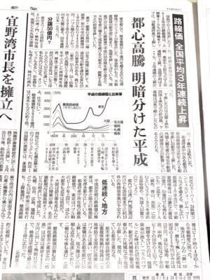 朝日新聞：路線価上昇：180703